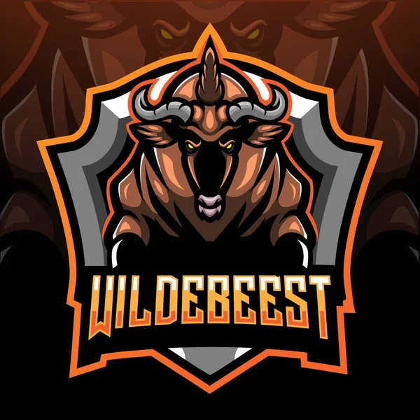 Wildebeest Kabala Esport Logó Kialakítása — Stock Vector