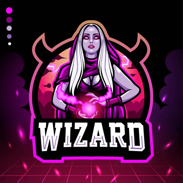 Büyücü büyücü maskotu. esport logo tasarımı