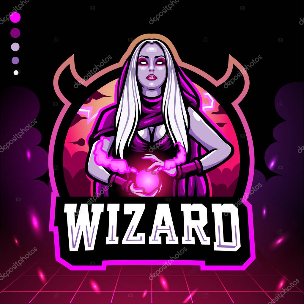 Wizard mage mascot. esport logo design