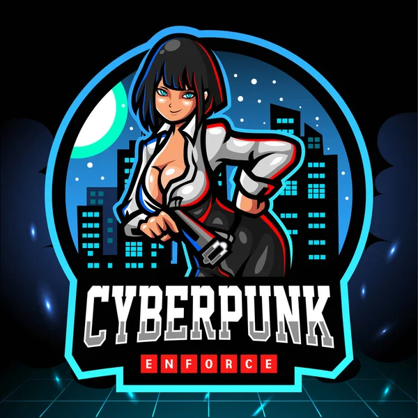 Cyber Punk Maskot Design Logotypen För Sport — Stock vektor