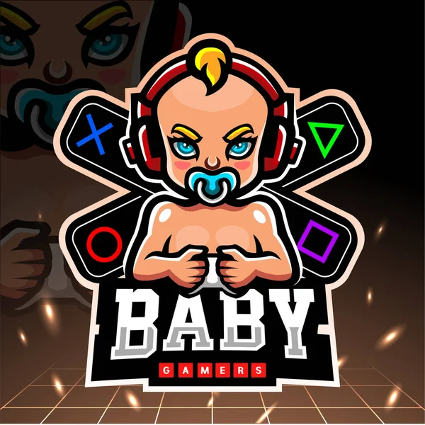 Baby Gamers Maskot Design Logotypen För Sport — Stock vektor