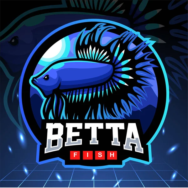 Mascote Peixe Betta Design Logotipo Esport —  Vetores de Stock