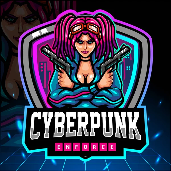 Mascote Cyberpunk Design Logotipo Esport —  Vetores de Stock