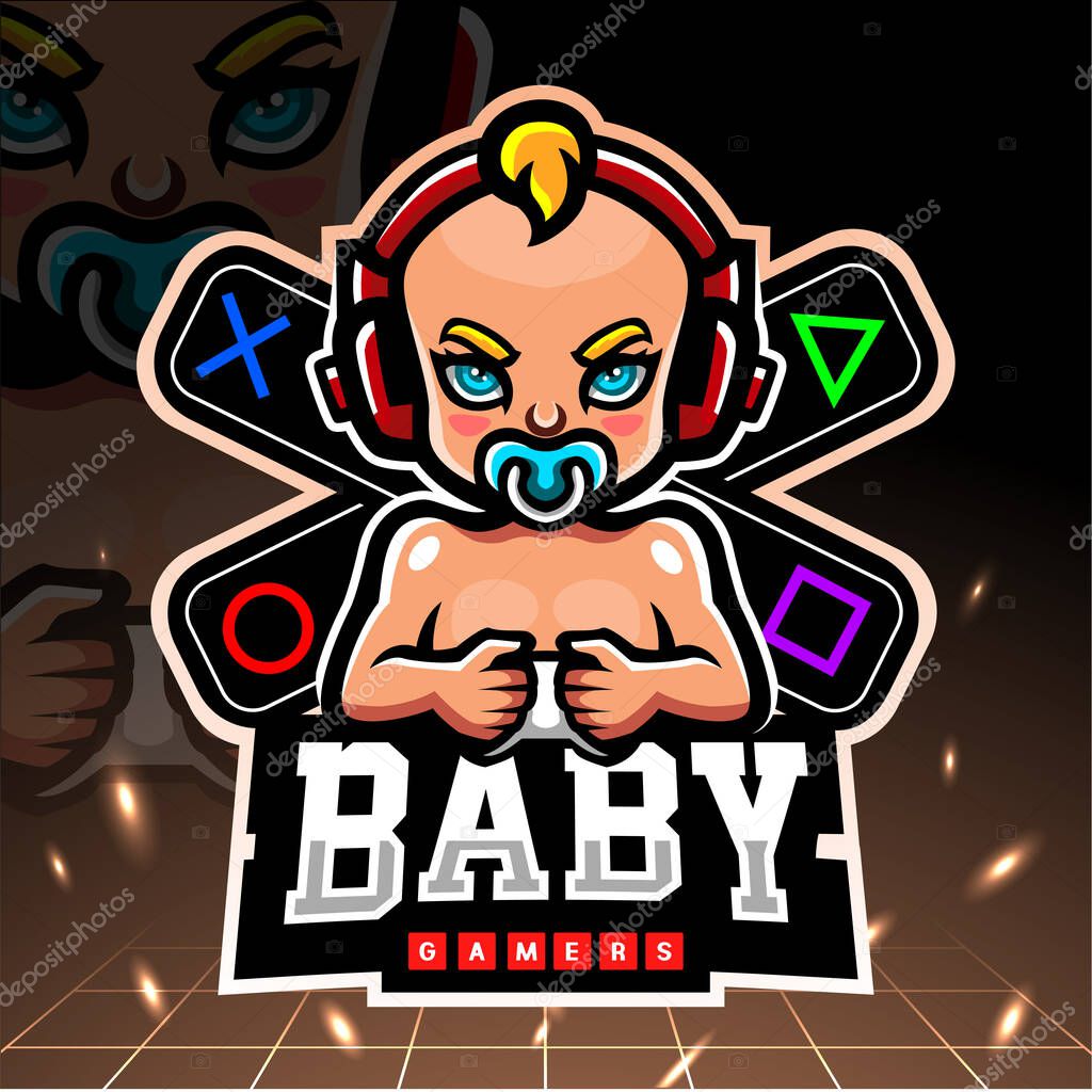 Baby gamers mascot. esport logo design