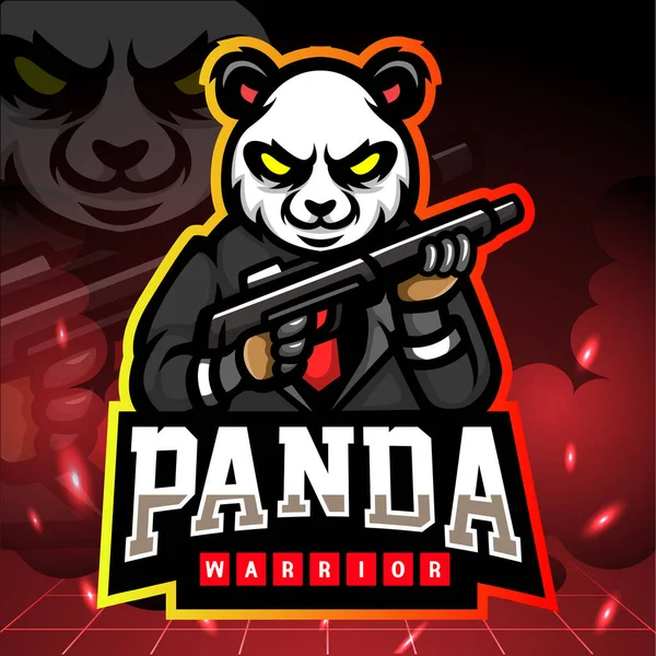 Mascote Guerreiro Panda Design Logotipo Esport — Vetor de Stock