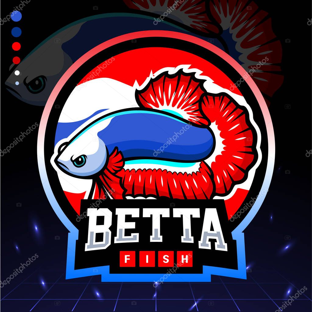 Thailand flag betta fish mascot. Esport logo design