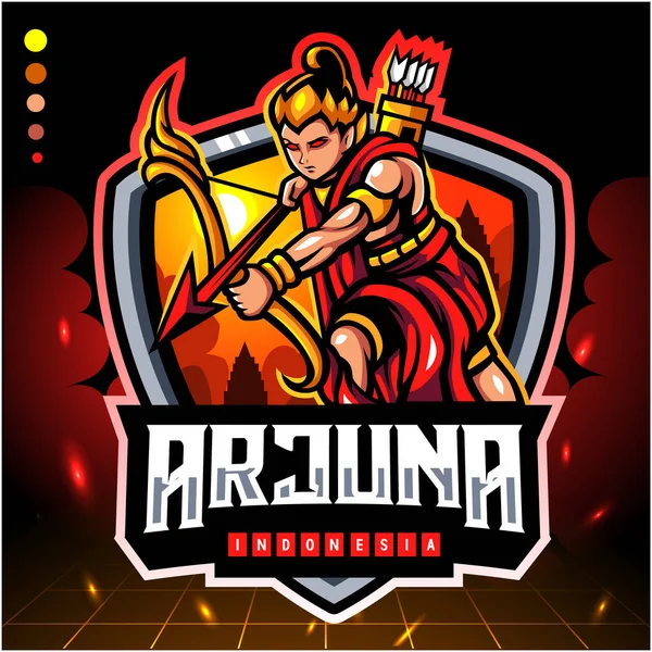 Arjuna Mascotte Indonésie Design Logo Esport — Image vectorielle