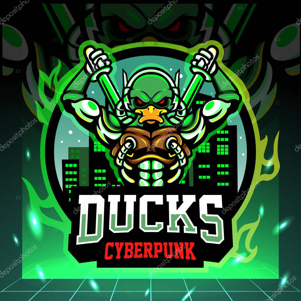 Duck robot mascot. esport logo design