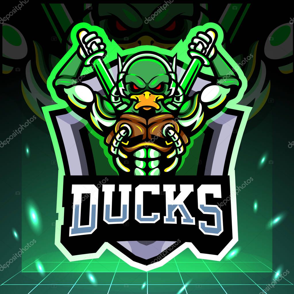 Duck robot mascot. esport logo design