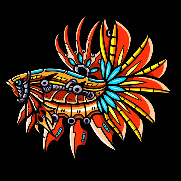 Betta Fisch Mecha Roboter Maskottchen Esport Logo Design — Stockvektor