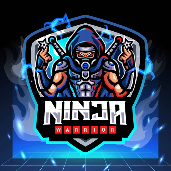 Mascota Ninja Diseño Del Logo Esport — Vector de stock
