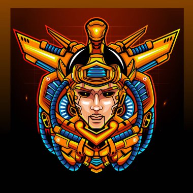Arjuna 'nın baş meka robot maskotu. esport logo tasarımı