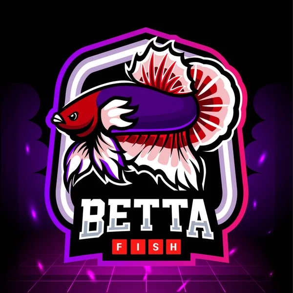 Dumbo Αυτιά Betta Μασκότ Ψαριών Σχεδιασμός Λογότυπου Esport — Διανυσματικό Αρχείο