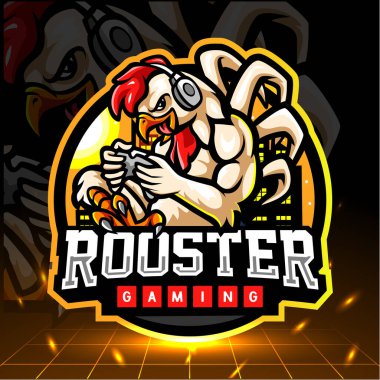 Horoz oyun maskotu. esport logo tasarımı