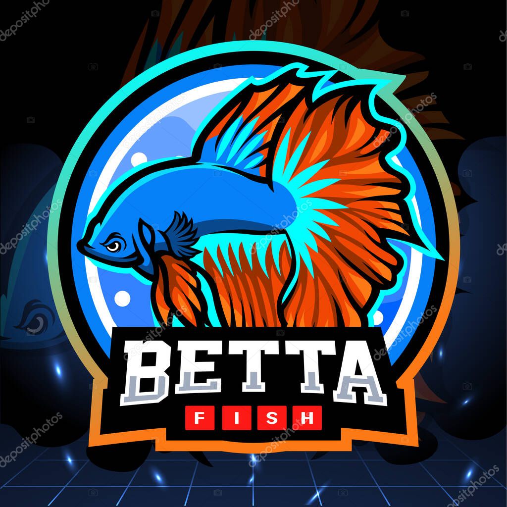 Halfmoon betta fish mascot. esport logo design