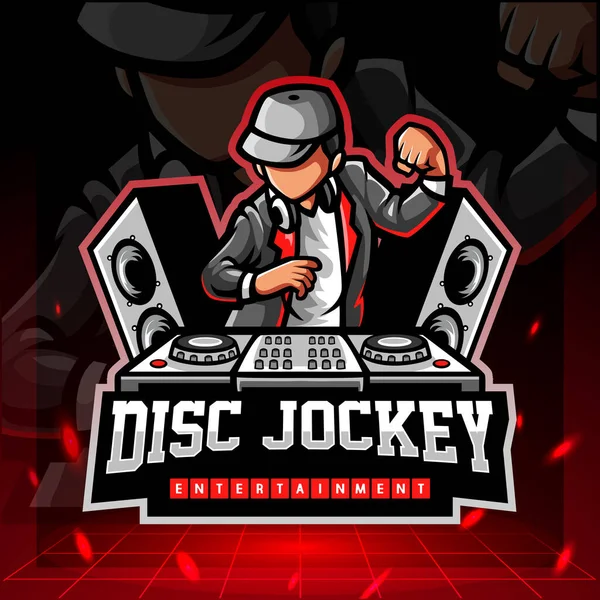 Disc Jockey Mascot Esport Logo Design — Stock Vector