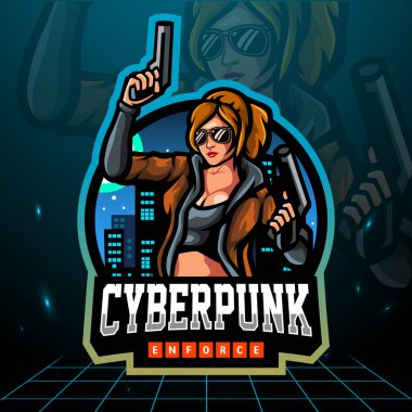 Siber punk maskotu. esport logo tasarımı