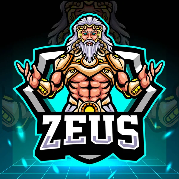 Senhor Mascote Zeus Design Logotipo Esport —  Vetores de Stock