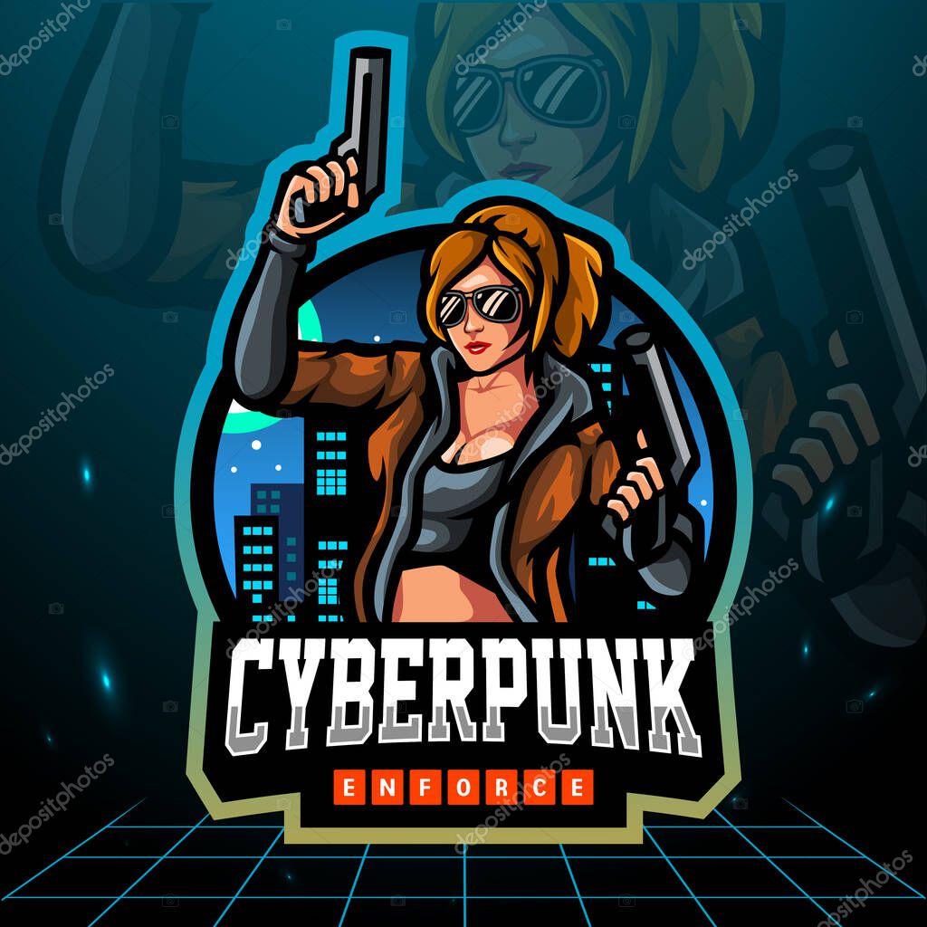 Cyberpunk mascot. esport logo design