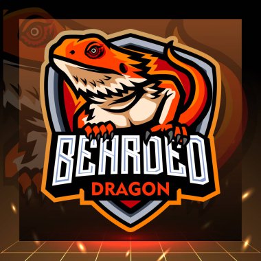 Sakallı ejderha maskotu. esport logo tasarımı