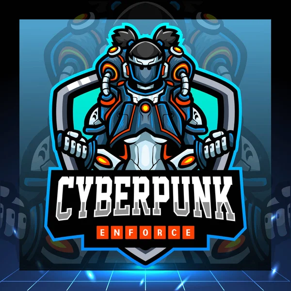 Mascota Cyberpunk Diseño Del Logo Esport — Vector de stock