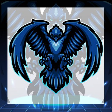 Kuzgun maskotu. esport logo tasarımı