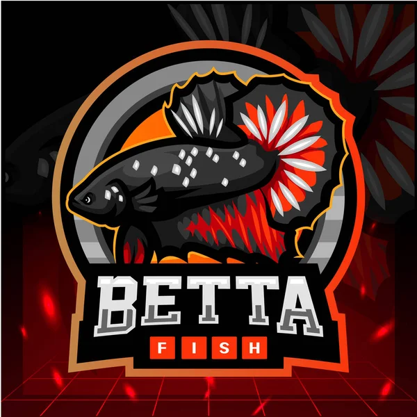 Betta Fish Mascot Esport Logo Design — Stock Vector