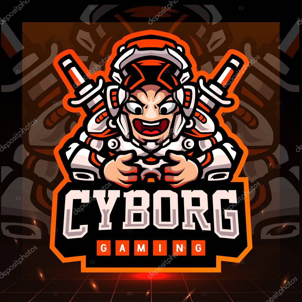 Cyborg gaming mascot. esport logo design