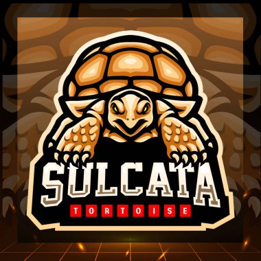 Sulcata kaplumbağa maskotu. esport logo tasarımı
