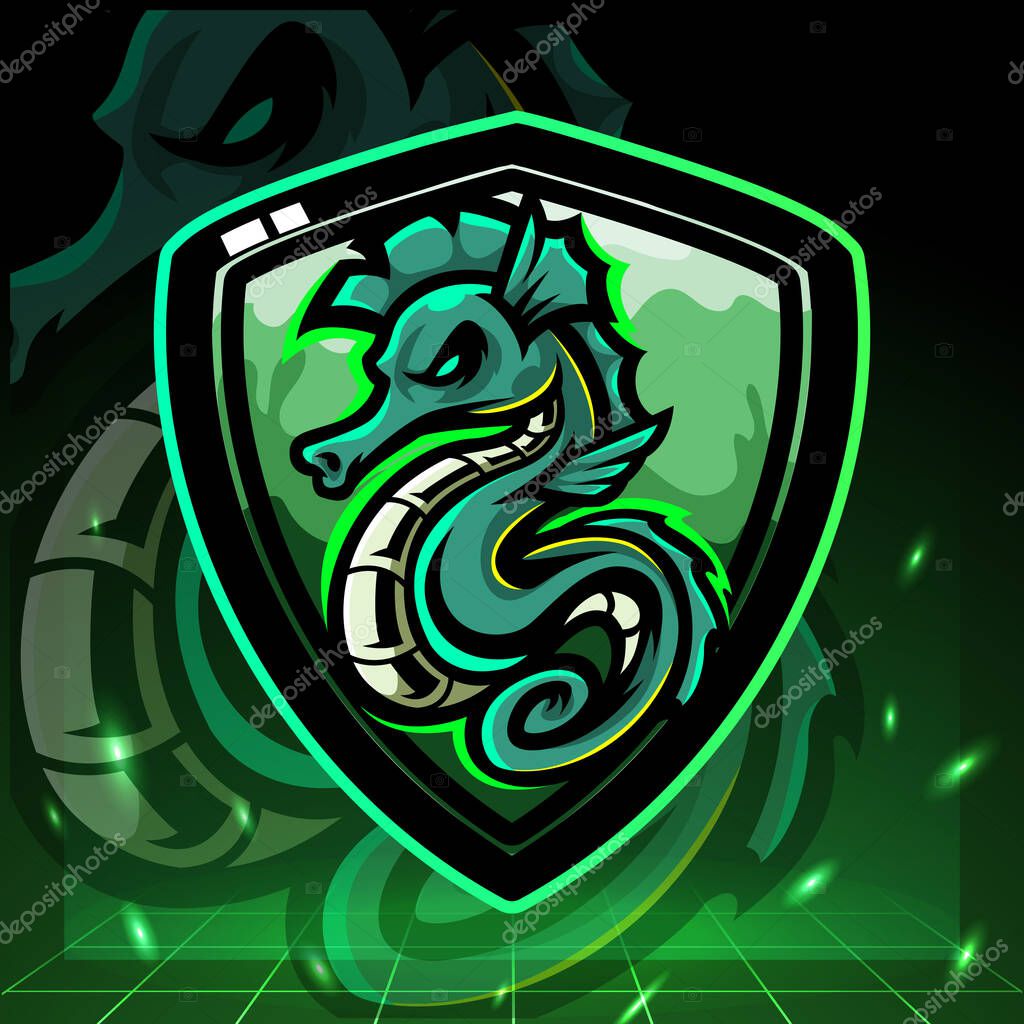 Sea horse mascot. esport logo design