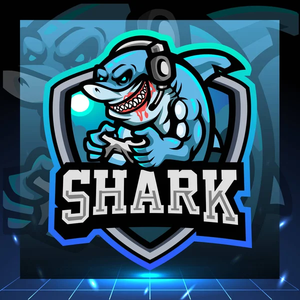 Shark Gaming Mascot Esport Logo Design — Stock Vector