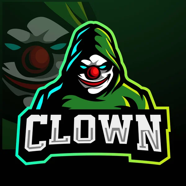 Mascotte Clown Design Del Logo Esport — Vettoriale Stock