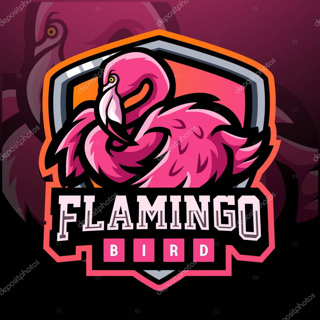 Flamingo bird mascot. esport logo design