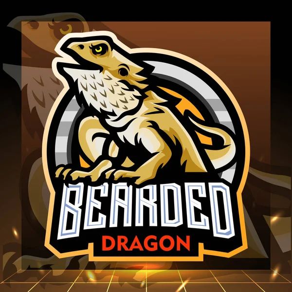Mascotte Del Drago Barbuto Design Del Logo Esport — Vettoriale Stock