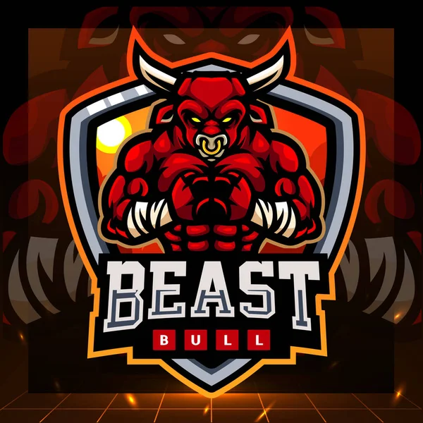 Mascotte Taureau Bête Design Logo Esport — Image vectorielle