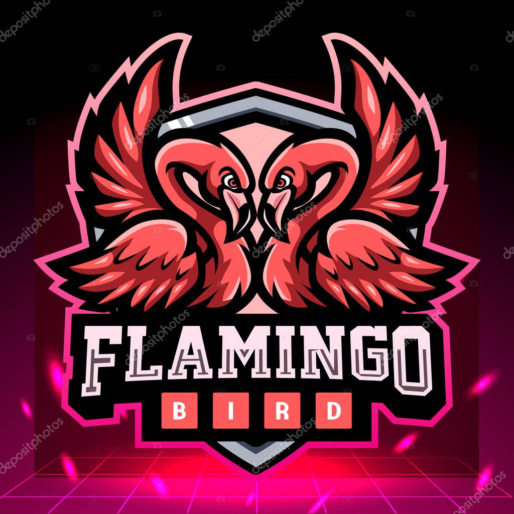 Twins flamingo mascot.  esport logo design