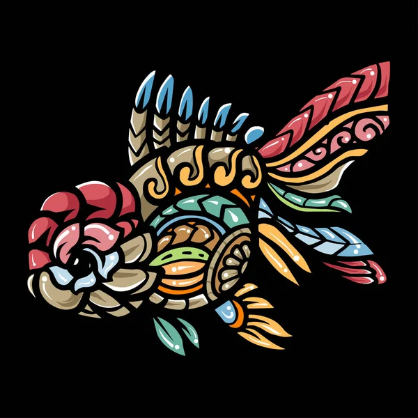 황금빛 물고기 Zentangle Art Mascot 디자인 — 스톡 벡터
