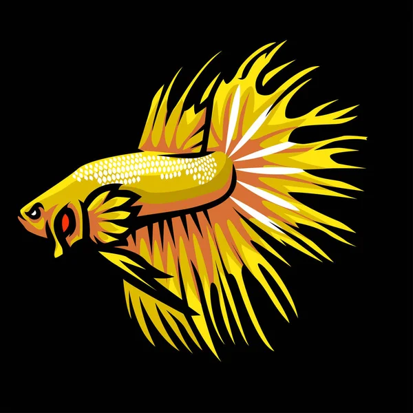 Рыбный Талисман Желтой Бетты Дизайн Логотипа Esport — стоковый вектор