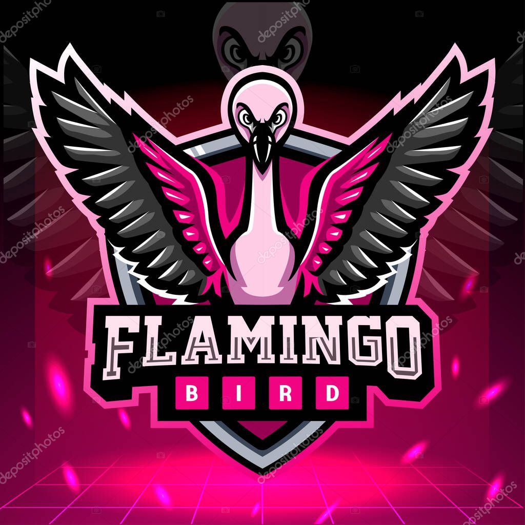 Flamingo bird mascot. esport logo design