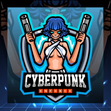 Siber punk maskotu. esport logo tasarımı
