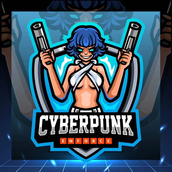 Mascote Punk Cibernético Design Logotipo Esport — Vetor de Stock