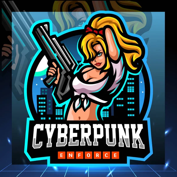 Mascote Punk Cibernético Design Logotipo Esport —  Vetores de Stock