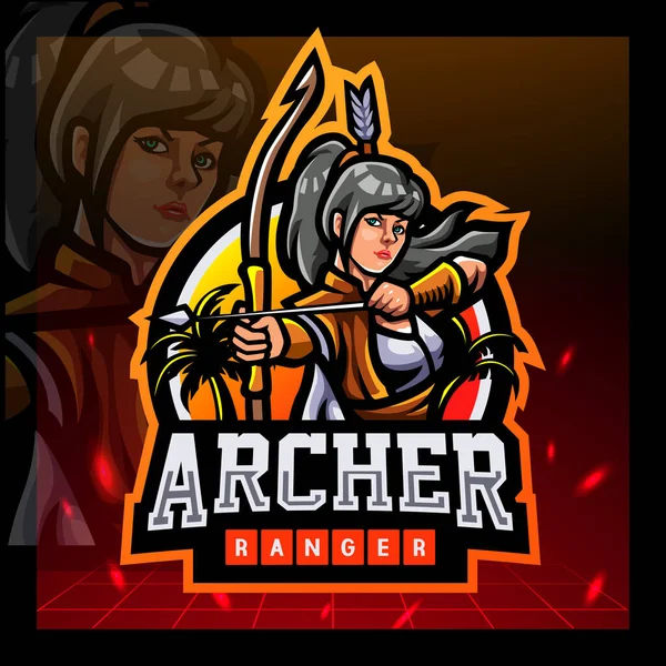 Archer Maskotu Esport Logo Tasarımı — Stok Vektör