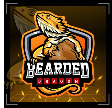 Sakallı ejderha maskotu. esport logo tasarımı