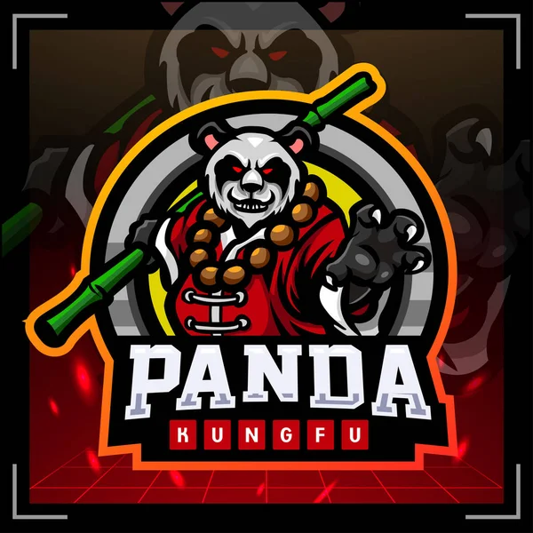 Mascote Guerreiro Panda Design Logotipo Esport — Vetor de Stock