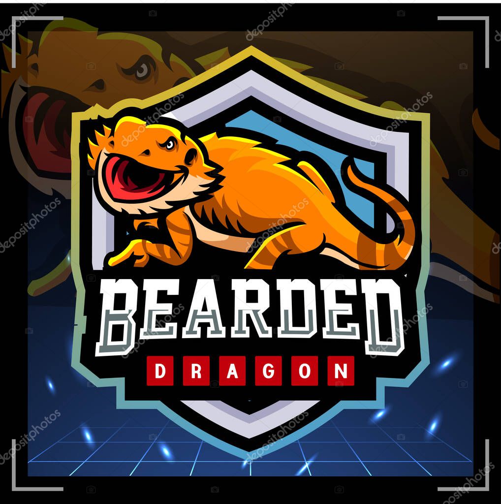 Bearded dragon mascot. esport logo design
