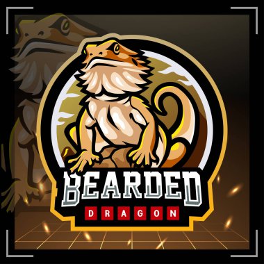 Sakallı ejderha maskotu. esport logo tasarımı