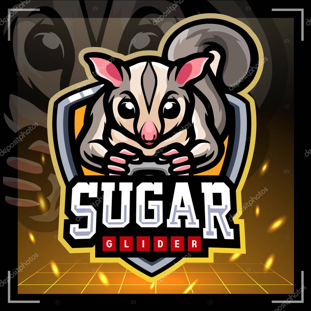 Sugar glider mascot. esport logo design