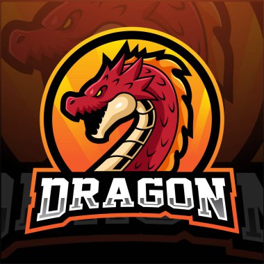 Ejderha kafası esport maskot logosu tasarımı