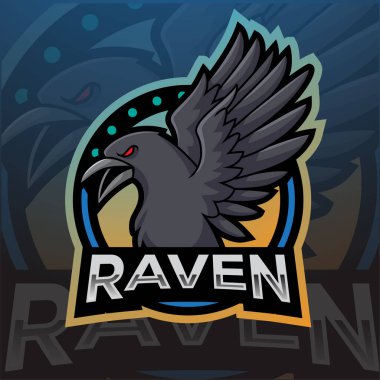 Kuzgun karga esport maskot logosu tasarımı